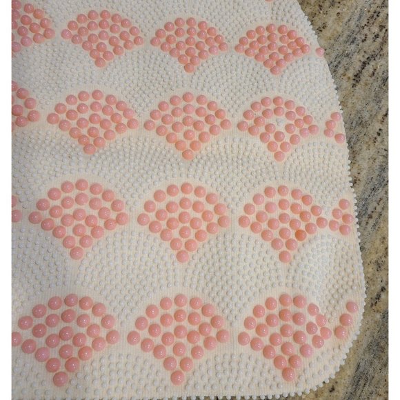 Vintage Dweck Purse Scallop Retro Beaded Pink Round Handles Lucite? - Picture 7 of 13